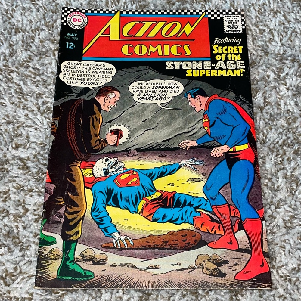 VINTAGE 1967 ACTION COMICS DC Comics Stone-Age Superman Silver Age Comic #350